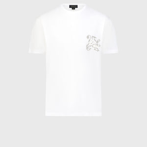 Round Neck T-Shirt with ZILLI Leather Patch - White