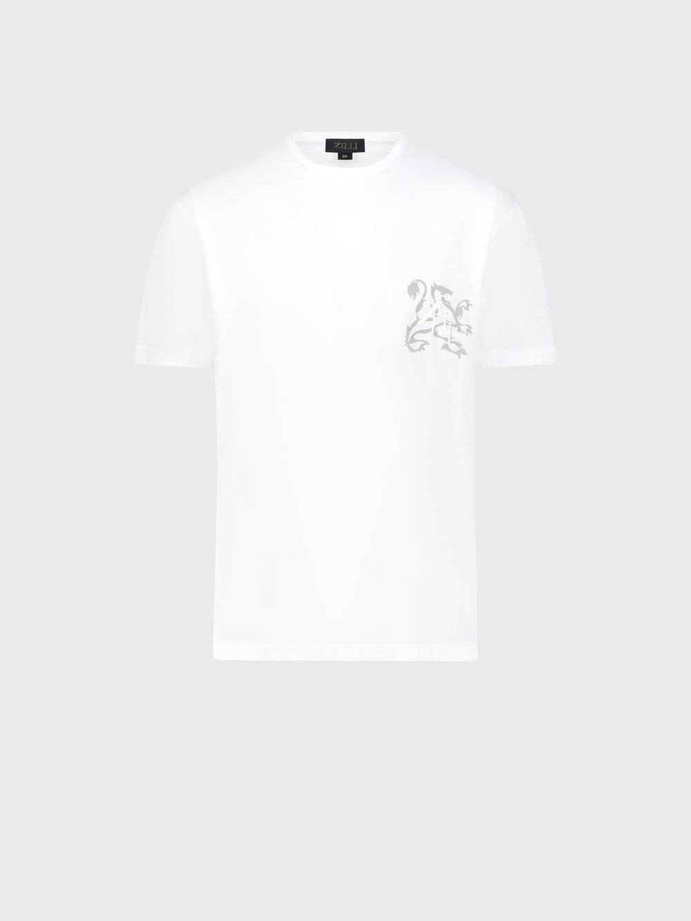 Round Neck T-Shirt with ZILLI Leather Patch - White