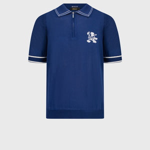 Cotton & Silk Polo with Lion Embroidery