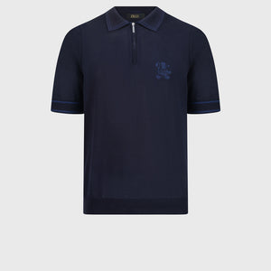 Cotton & Silk Polo with Lion Embroidery