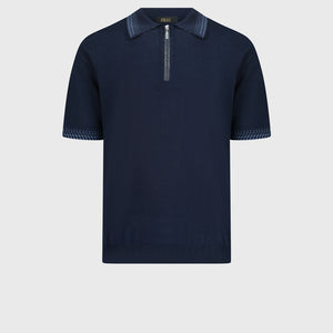 Cotton & Silk Polo with Crocodile Details