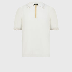 Cotton & Silk Polo with Crocodile Details