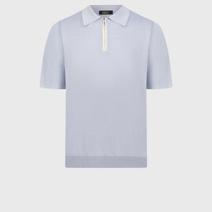 Cotton & Silk Polo with Crocodile Details