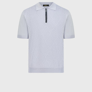 Cotton & Silk Polo with Crocodile Details