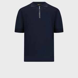 Cotton & Silk Polo with Crocodile Details