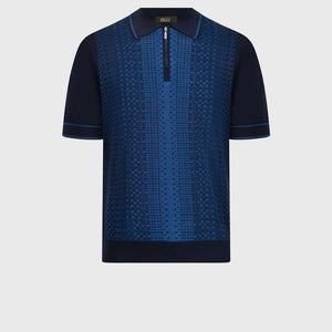 Dark Navy Silk & Cotton Polo
