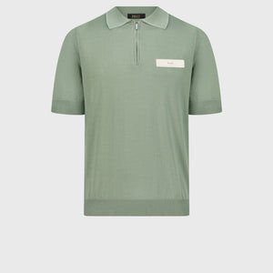 Cotton & Silk Polo with Crocodile Details