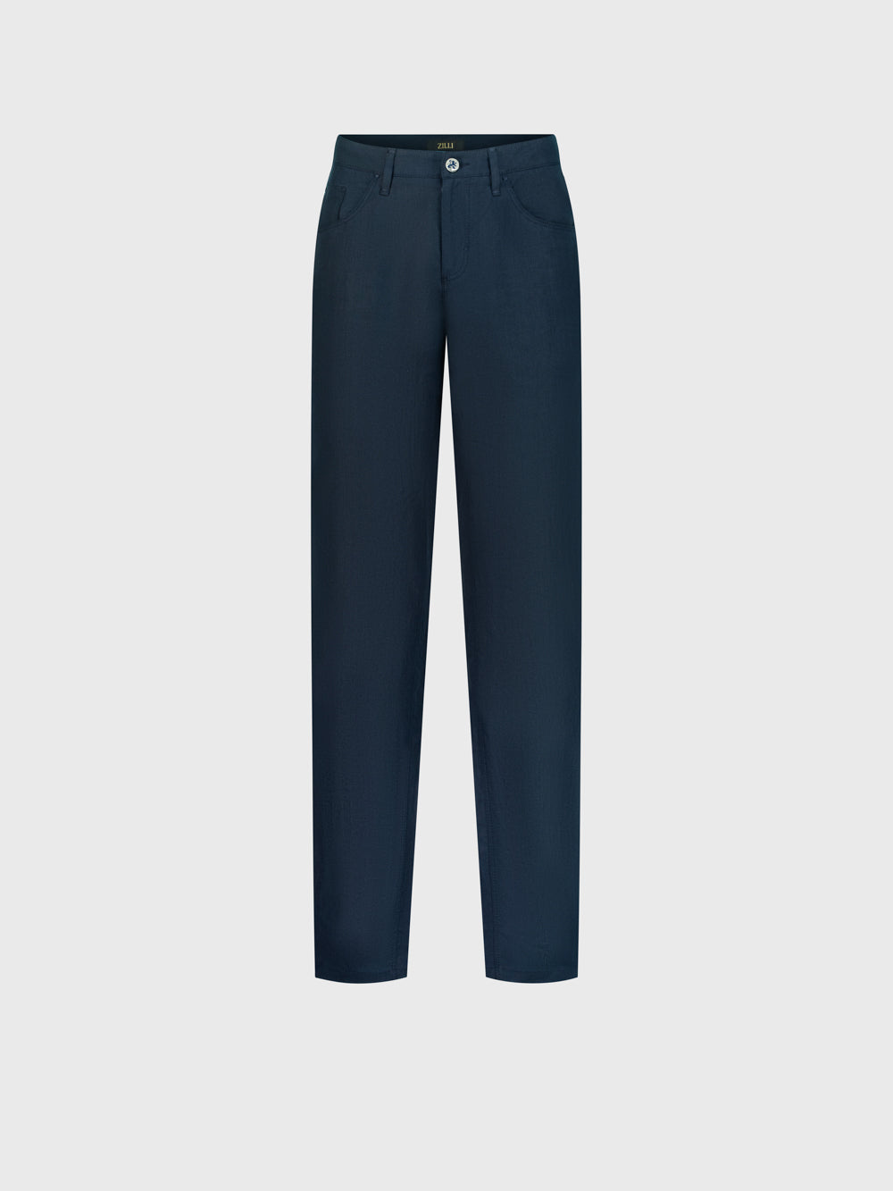 Slim Linen Trousers - Light Navy