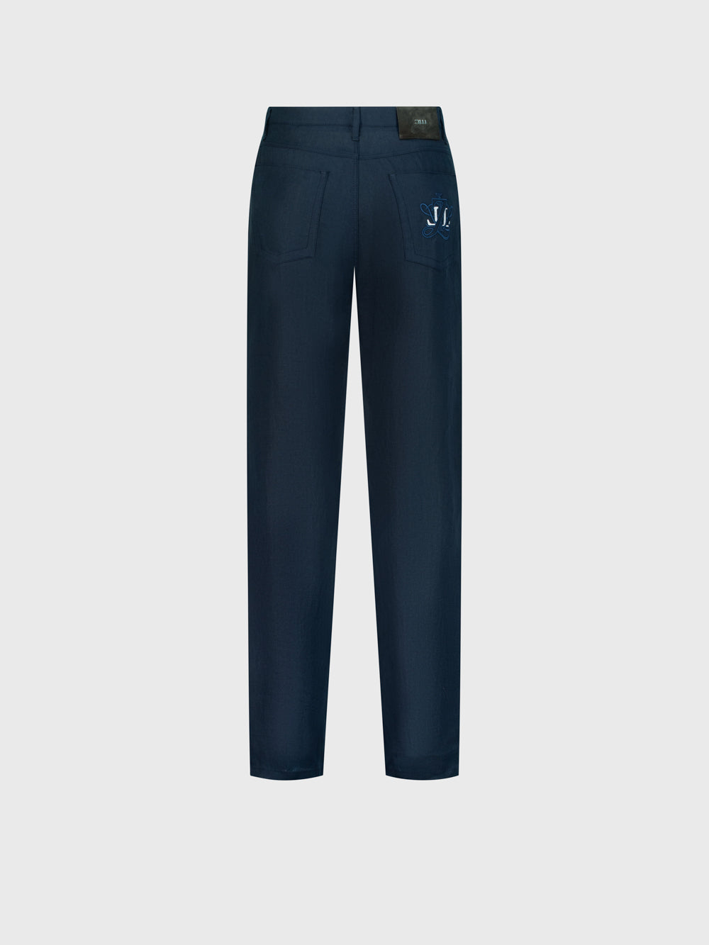 修身亚麻长裤 - 浅海军蓝