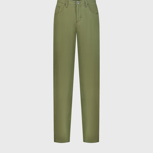 Slim-Cut Linen Trousers - Thyme