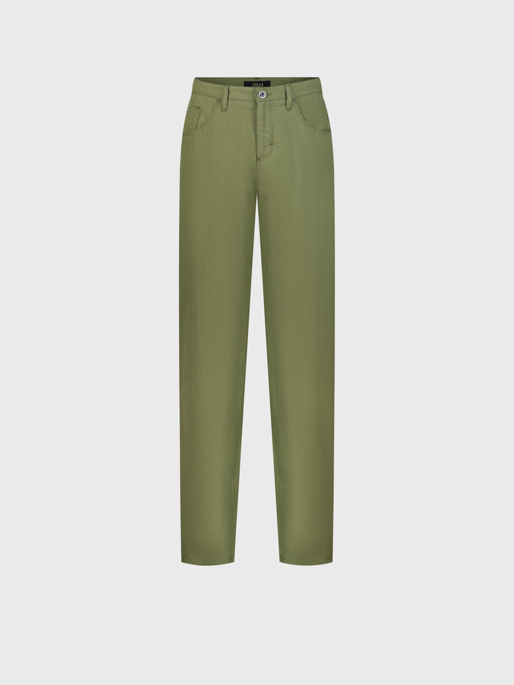 Slim-Cut Linen Trousers - Thyme