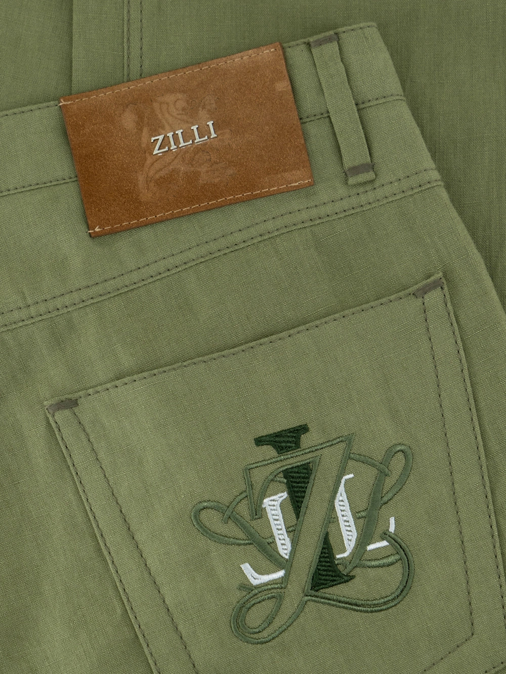 Брюки из льна облегающего кроя — цвет «Тимьян»