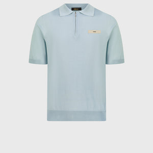 Cotton & Silk Polo with Crocodile Details