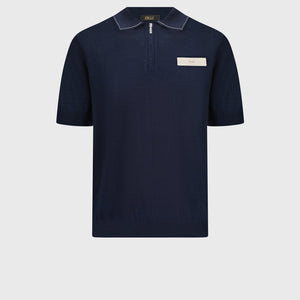 Cotton & Silk Polo with Crocodile Details
