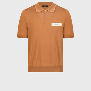Cotton & Silk Polo with Crocodile Details