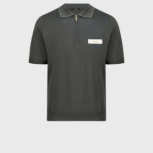 Cotton & Silk Polo with Crocodile Details