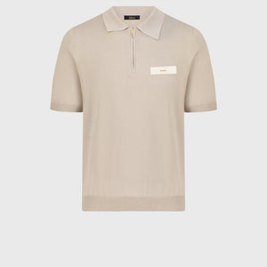 Cotton & Silk Polo with Crocodile Details
