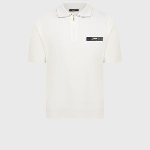 Cotton & Silk Polo with Crocodile Details