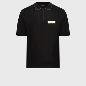 Cotton & Silk Polo with Crocodile Details