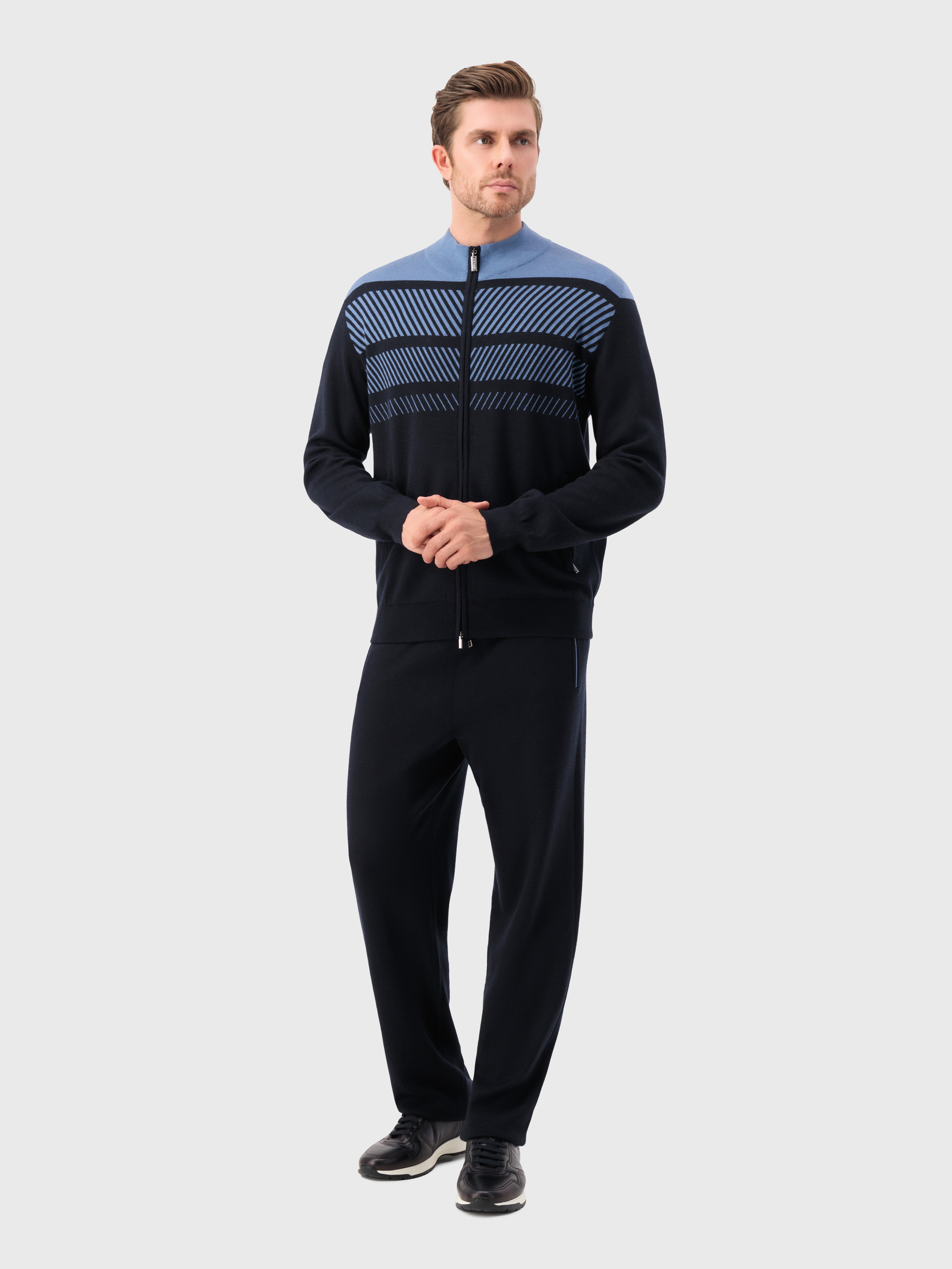Jogging Suit in Cashmere and Silk Dark Navy