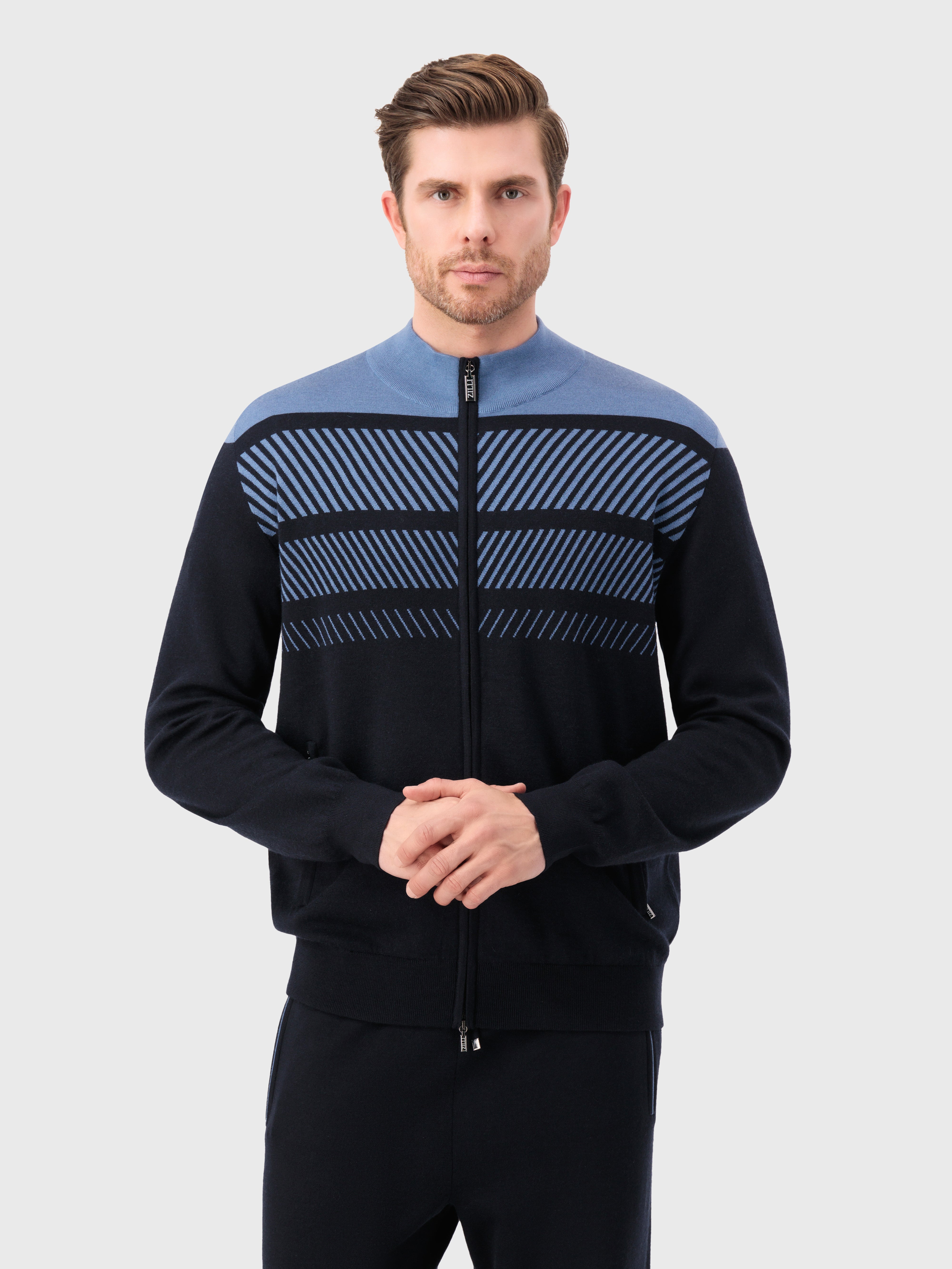 Jogging Suit in Cashmere and Silk Dark Navy