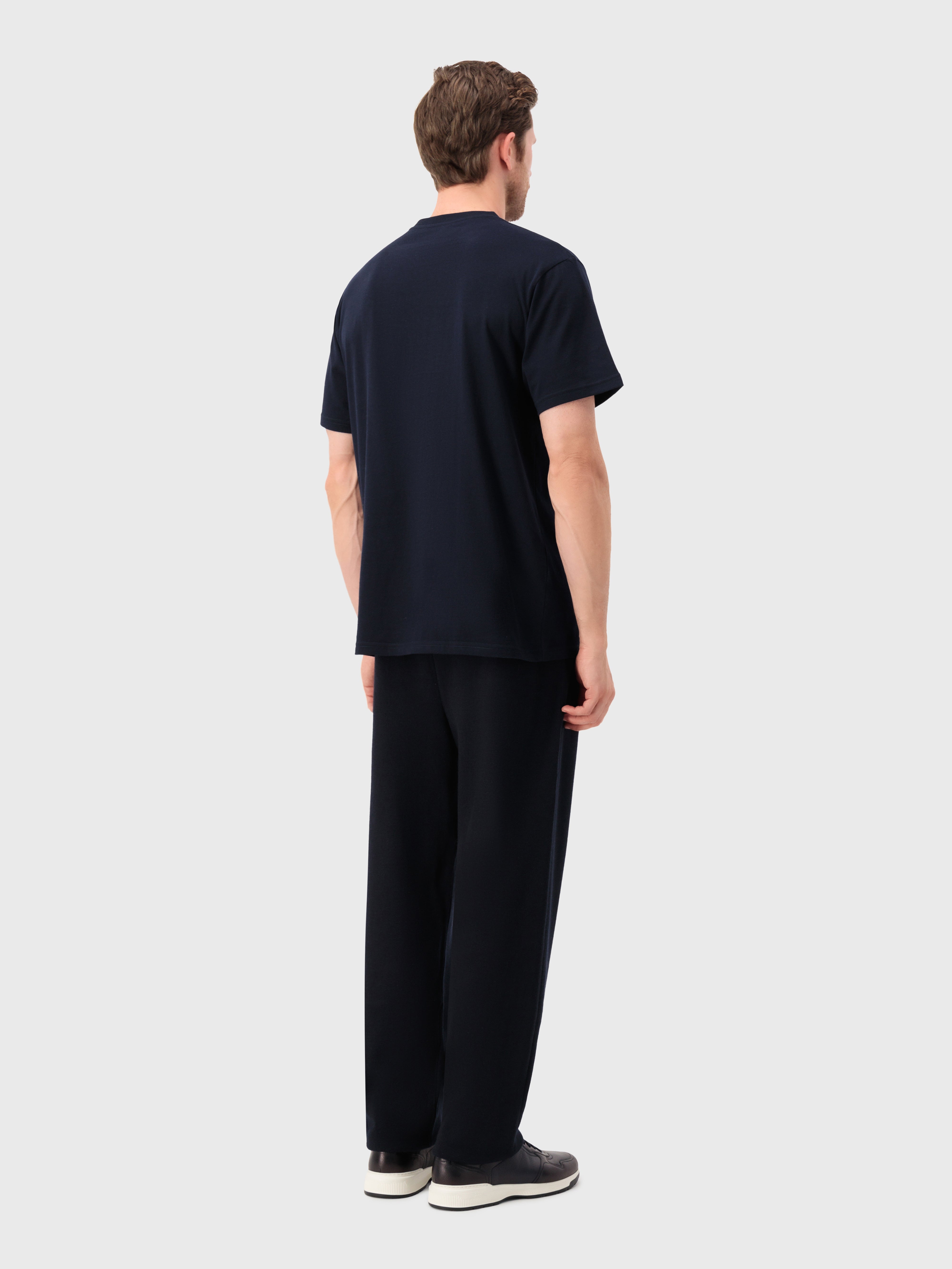 Cotton T-Shirt with Zilli Crest Dark Navy