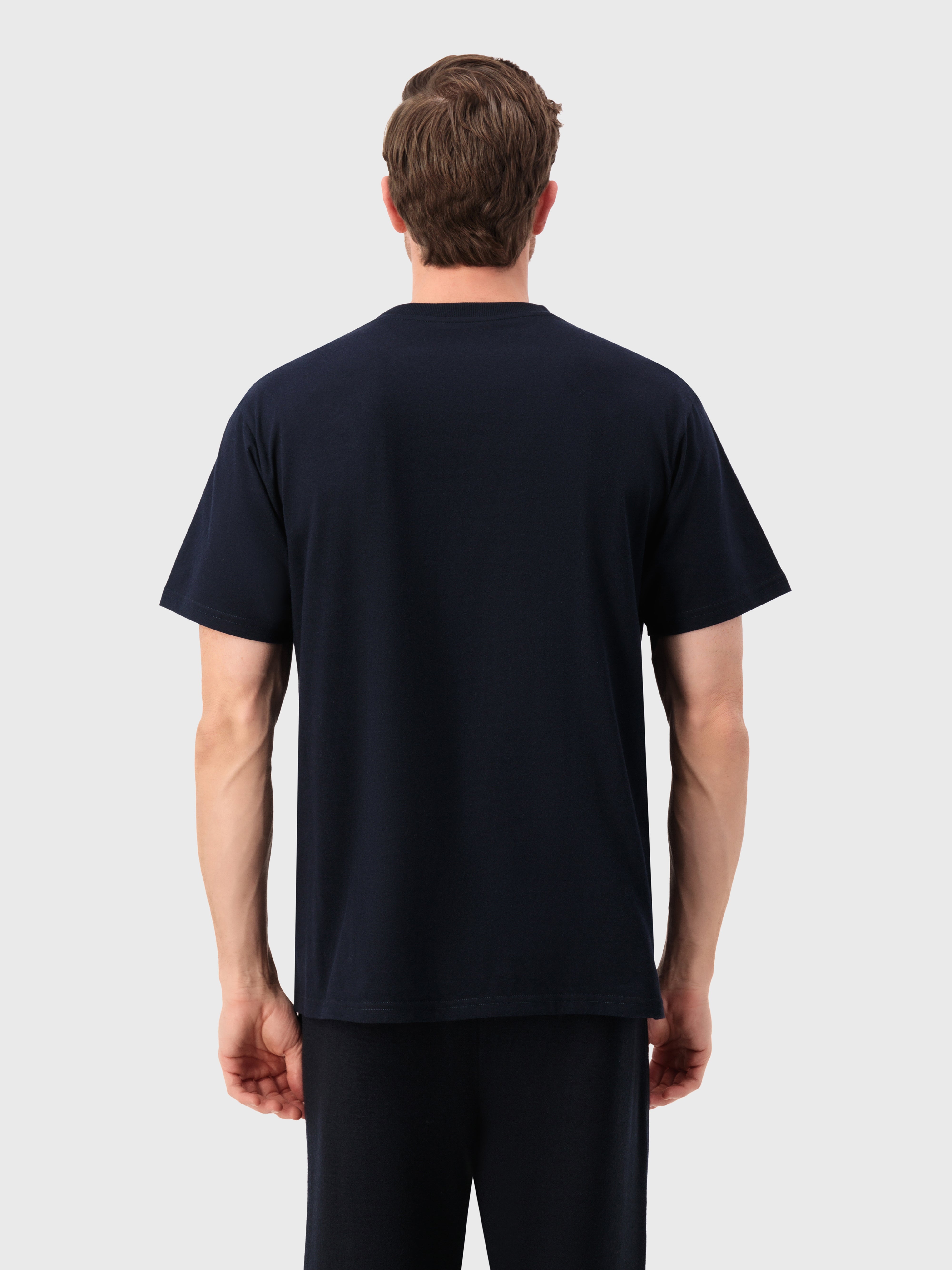 Cotton T-Shirt with Zilli Crest Dark Navy