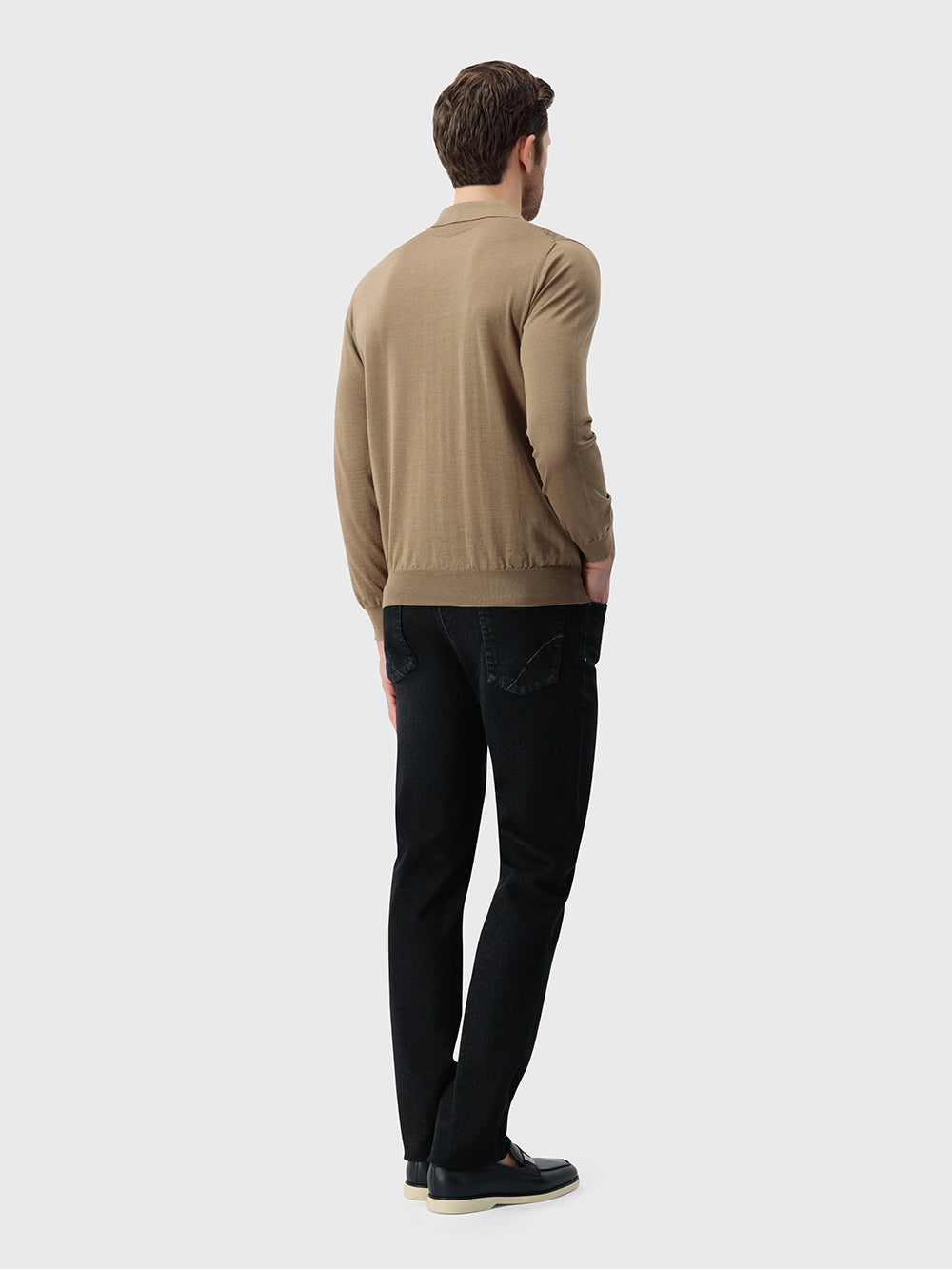 60% Wool 40% Silk Polo Sweater - Cappuccino