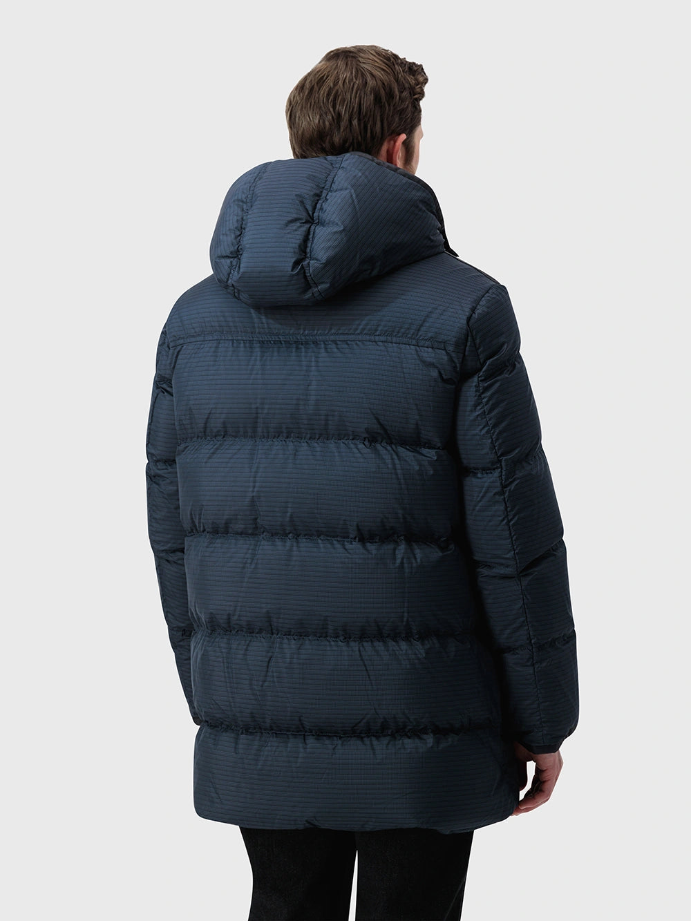 Puffer Jacket with Hood and Internal Drawcord - Dark Navy