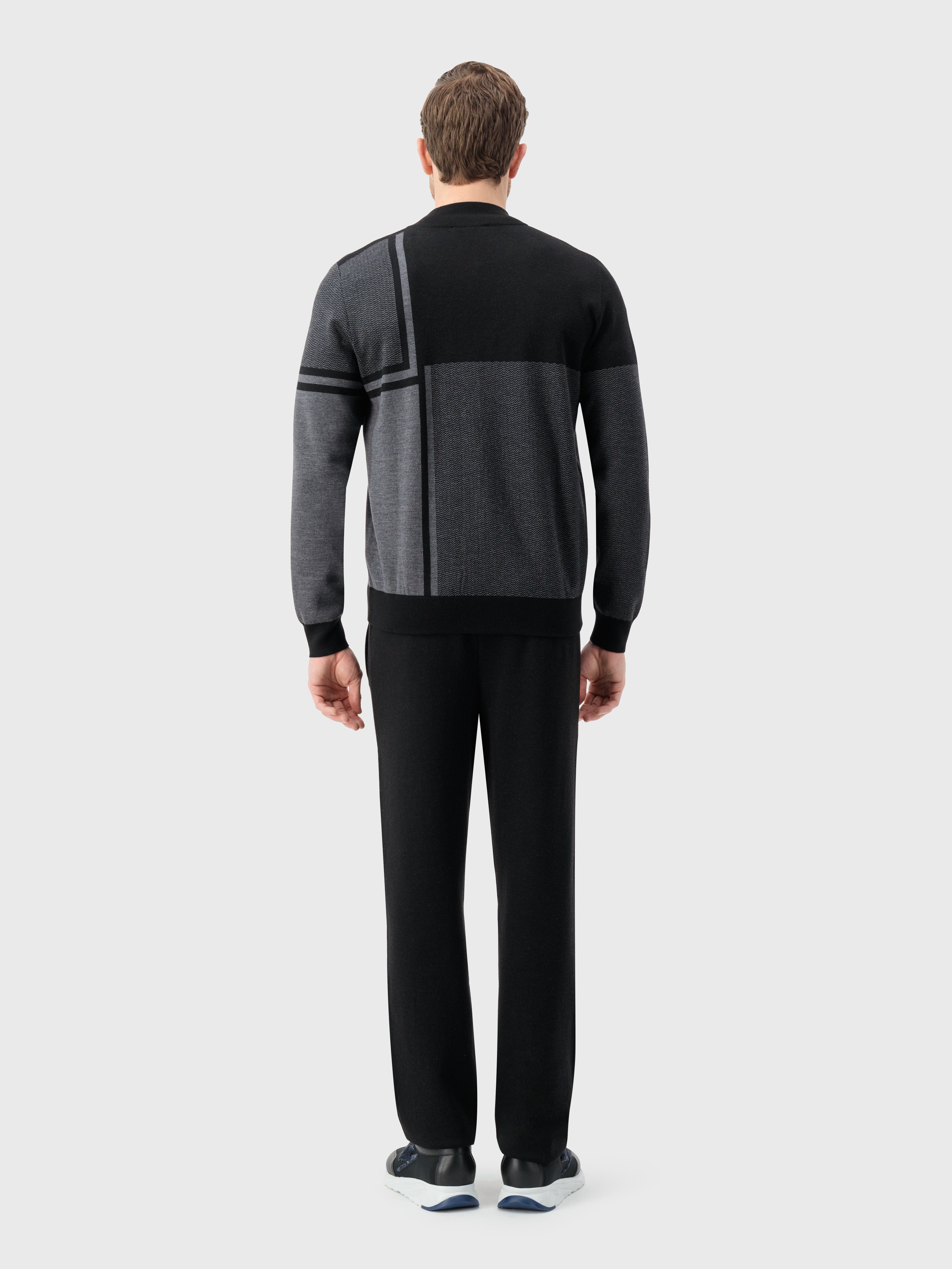Jogging Suit with Geometric Pattern Black