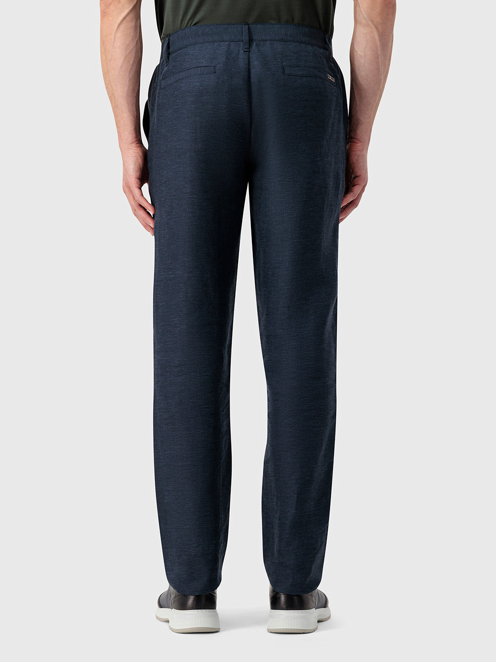 Slim Fit Linen Trousers - Blue Navy