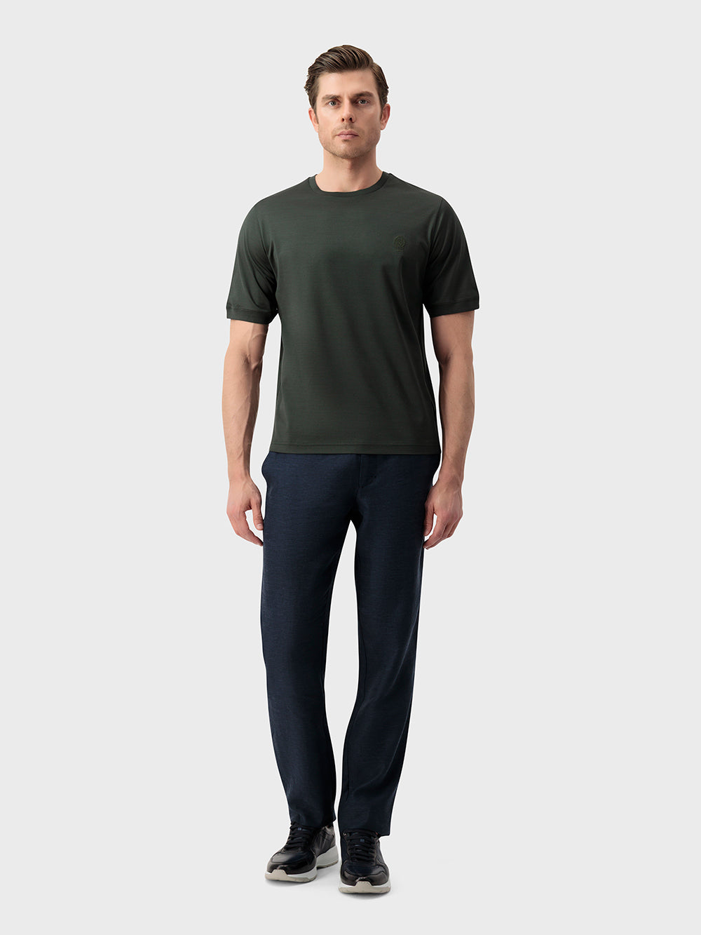"ZILLI Crest" Embroidery Cotton Shirt - Deep Military