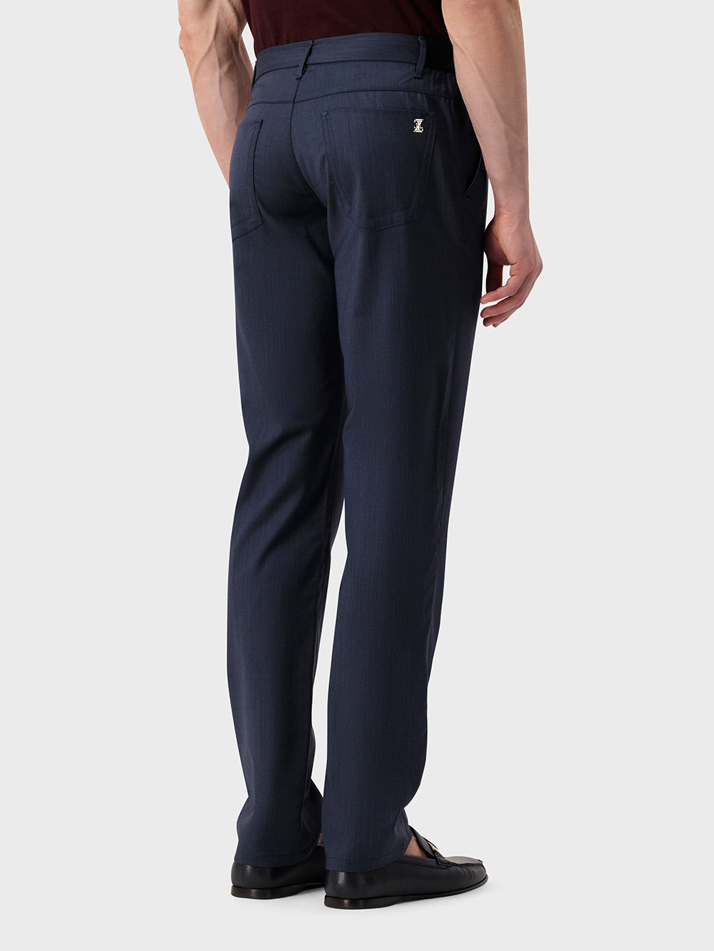 Slim Fit Virgin Wool Trousers - Blue