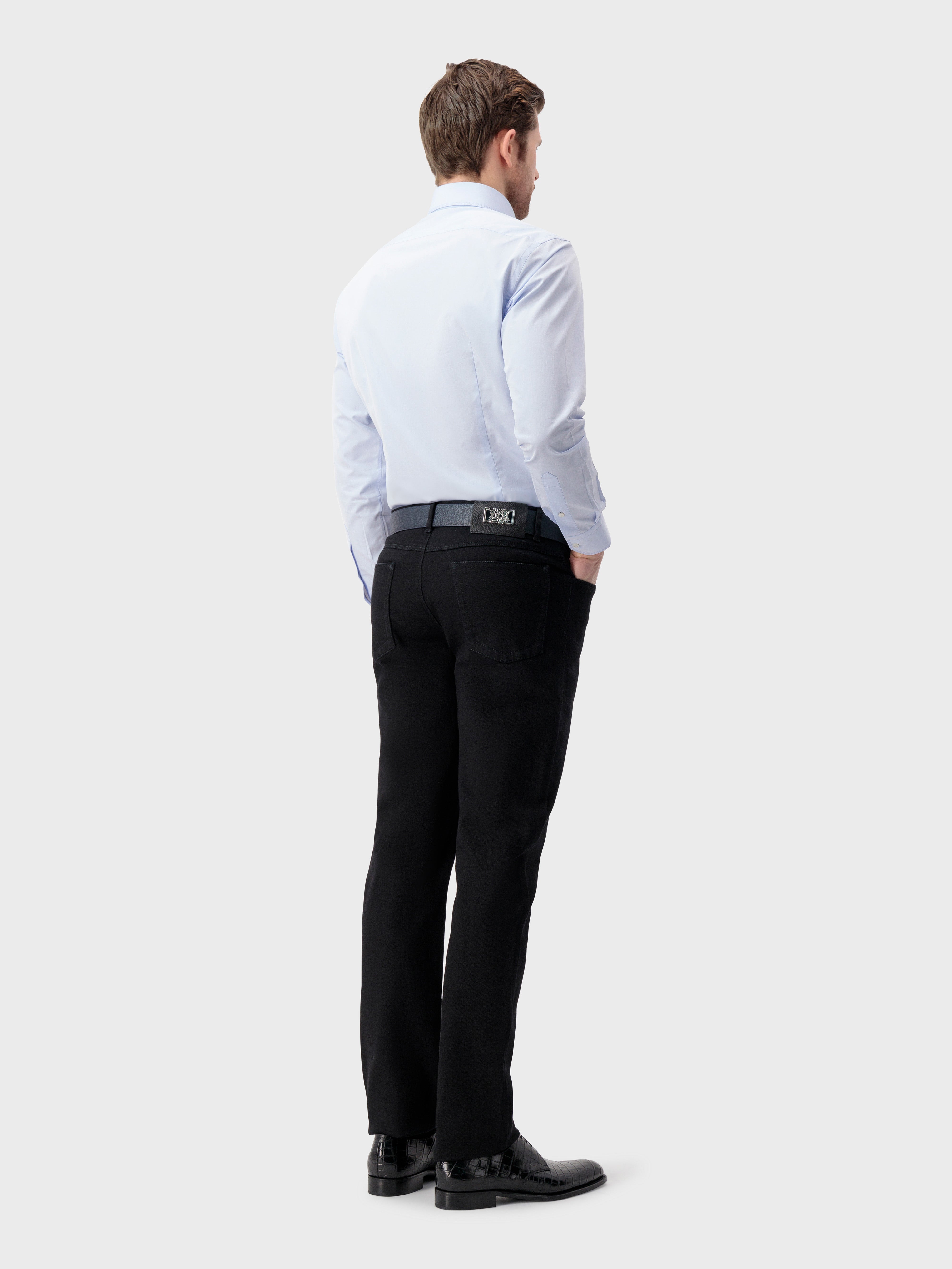 Triple-Stitched Hidden Button Collar Sea Island Cotton Shirt - Oxford Blue