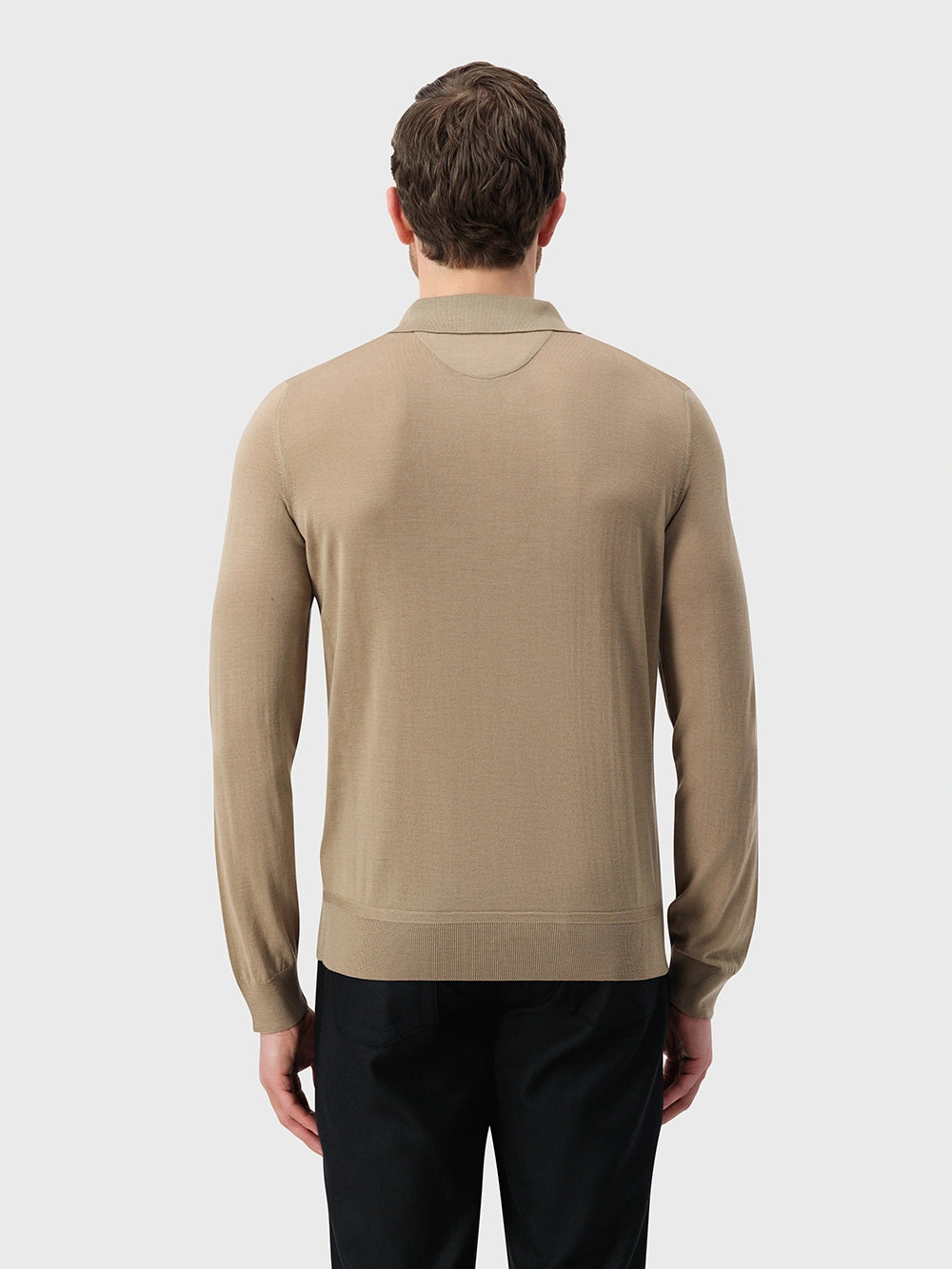 100% Wool Polo Half-Zip Knit – Cappuccino
