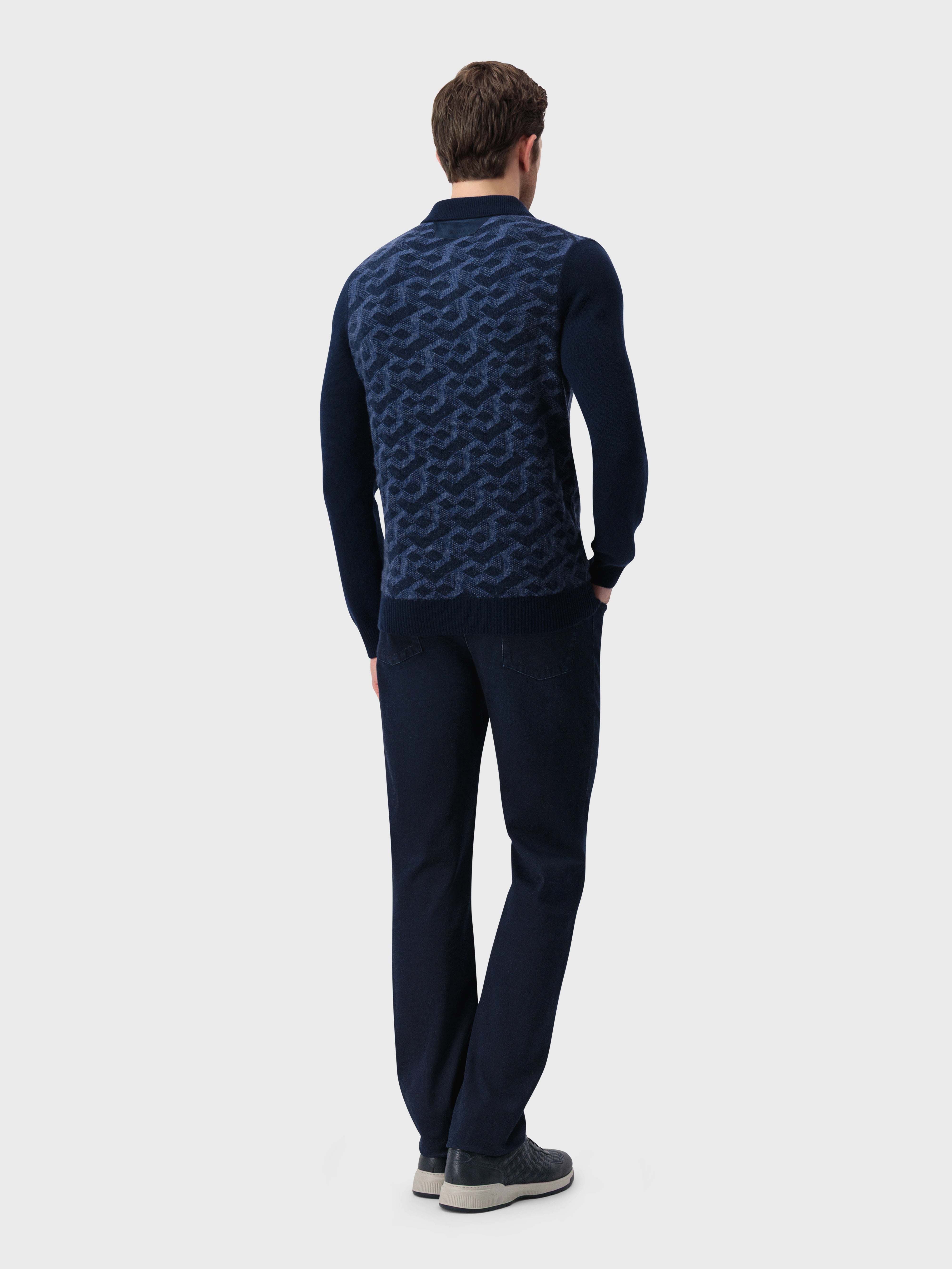 Графический свитер с полузакрытой молнией - Темно-темноморский