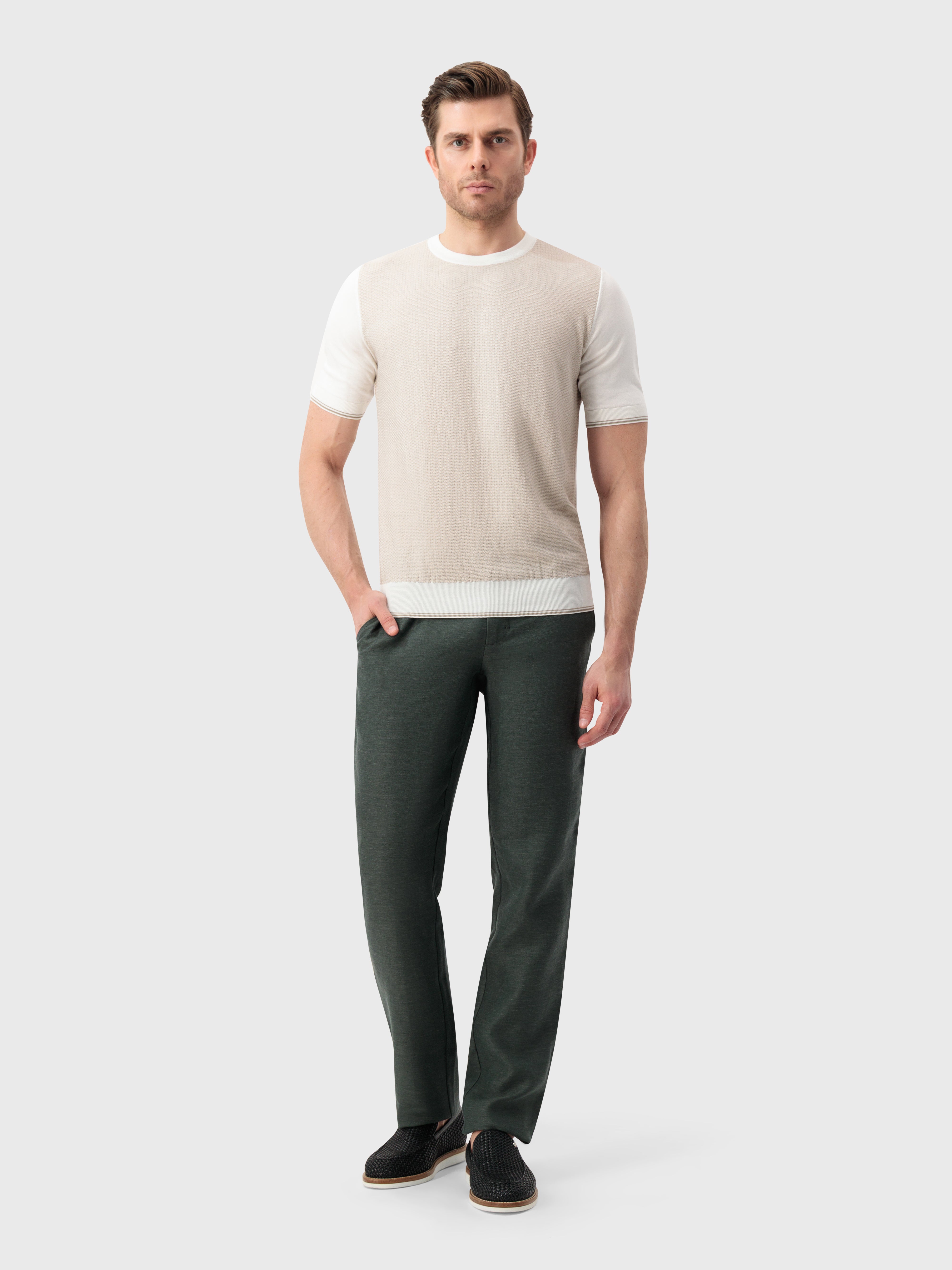 "Basket" Silk and Cotton Knit Shirt - Natural White