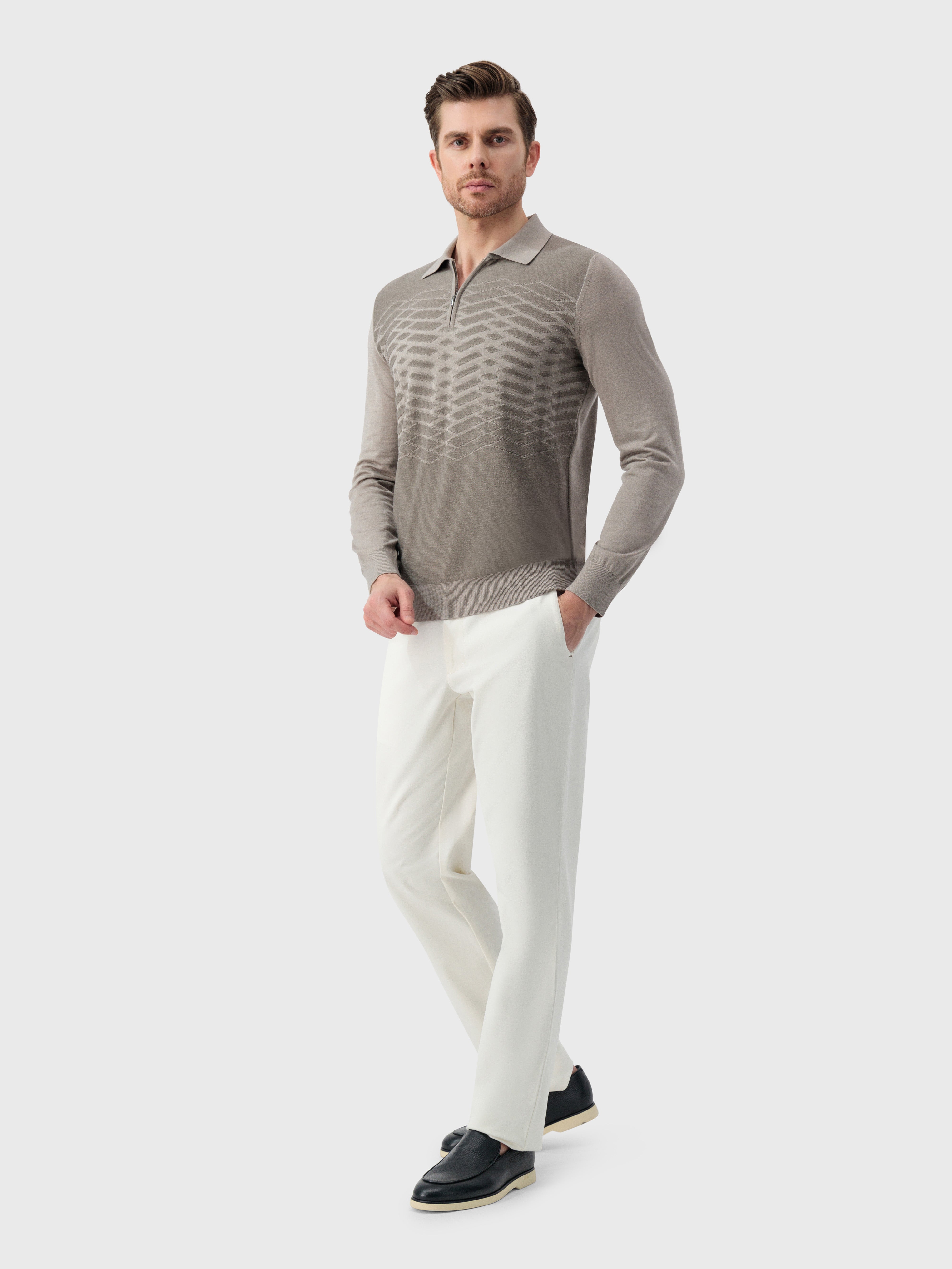 Knit Sweater with Textured Pattern Blonde Fawn