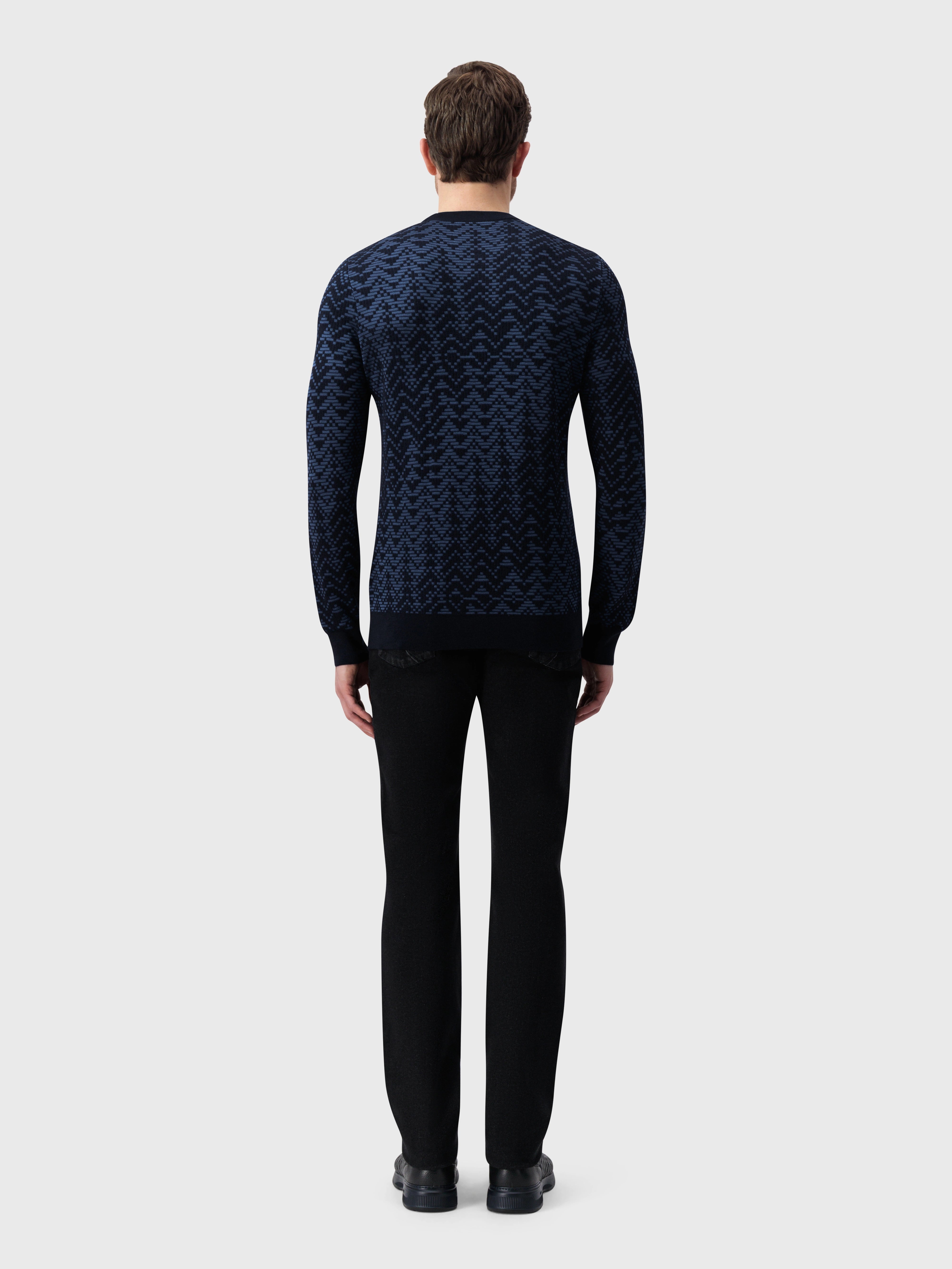 Chevron Patterned Pullover - Dark Navy