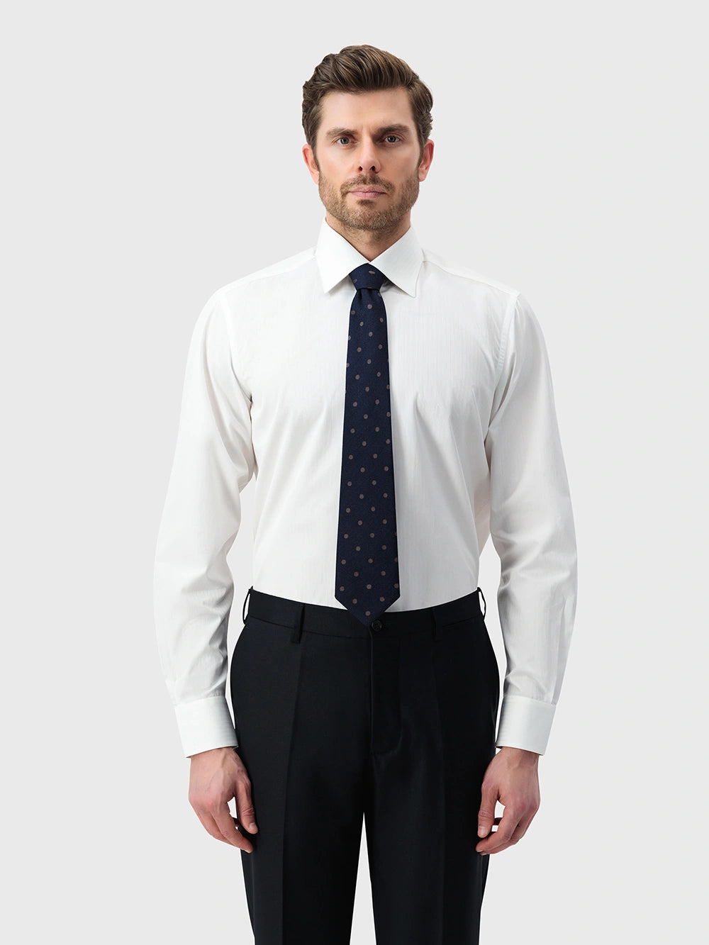 Wool-Silk Pin Dot Tie - Dark Navy