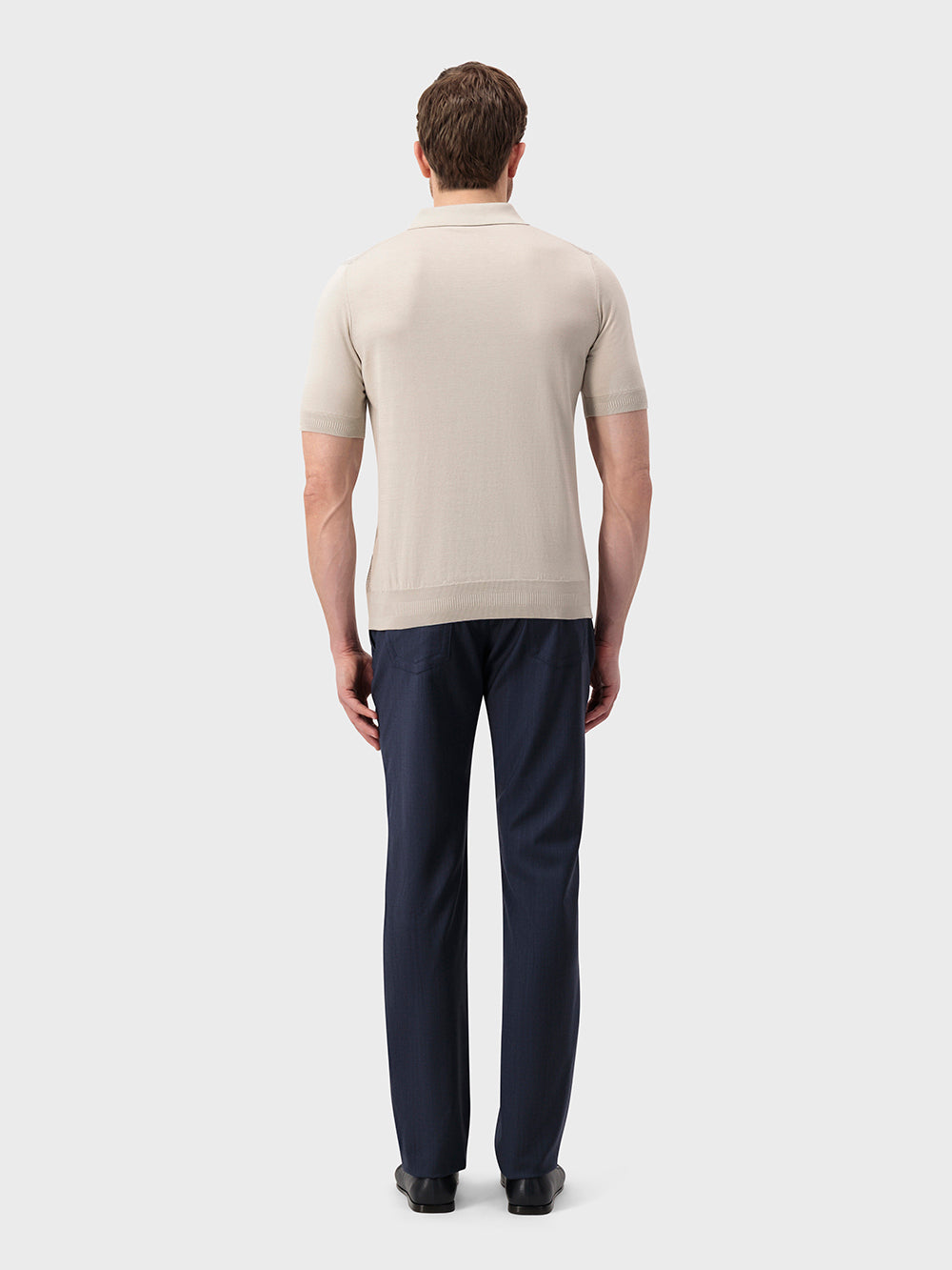 "Rectangular" Crocodile-Detailed Silk and Cotton Knit Polo - Pale Fawn