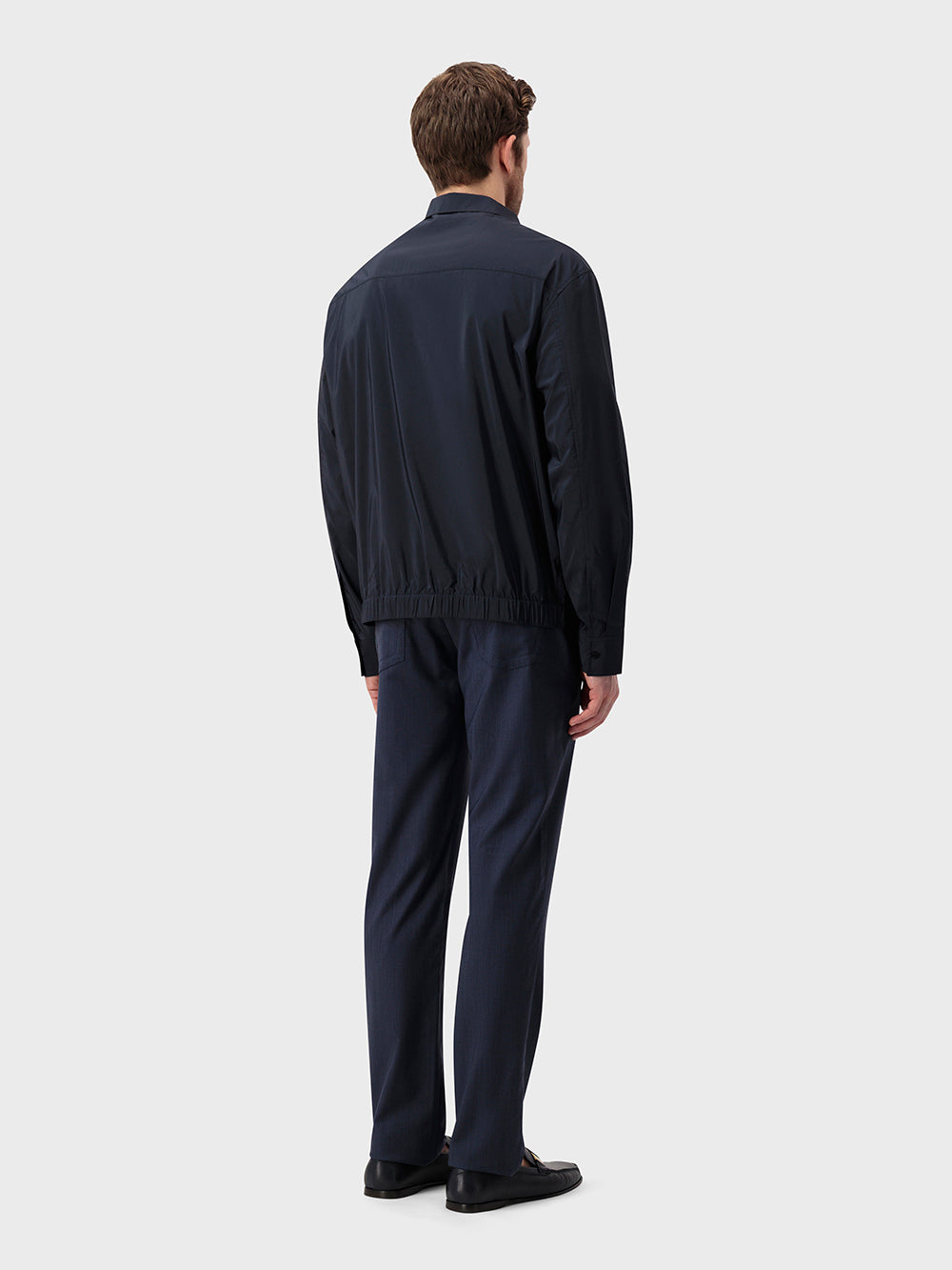 Single-Stitched Collar Bomber Jacket - Blue Navy