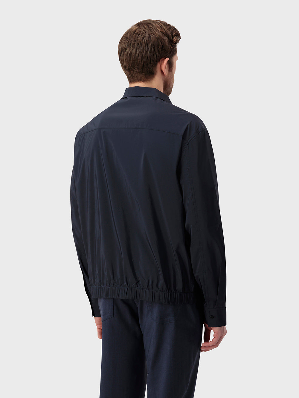 Single-Stitched Collar Bomber Jacket - Blue Navy