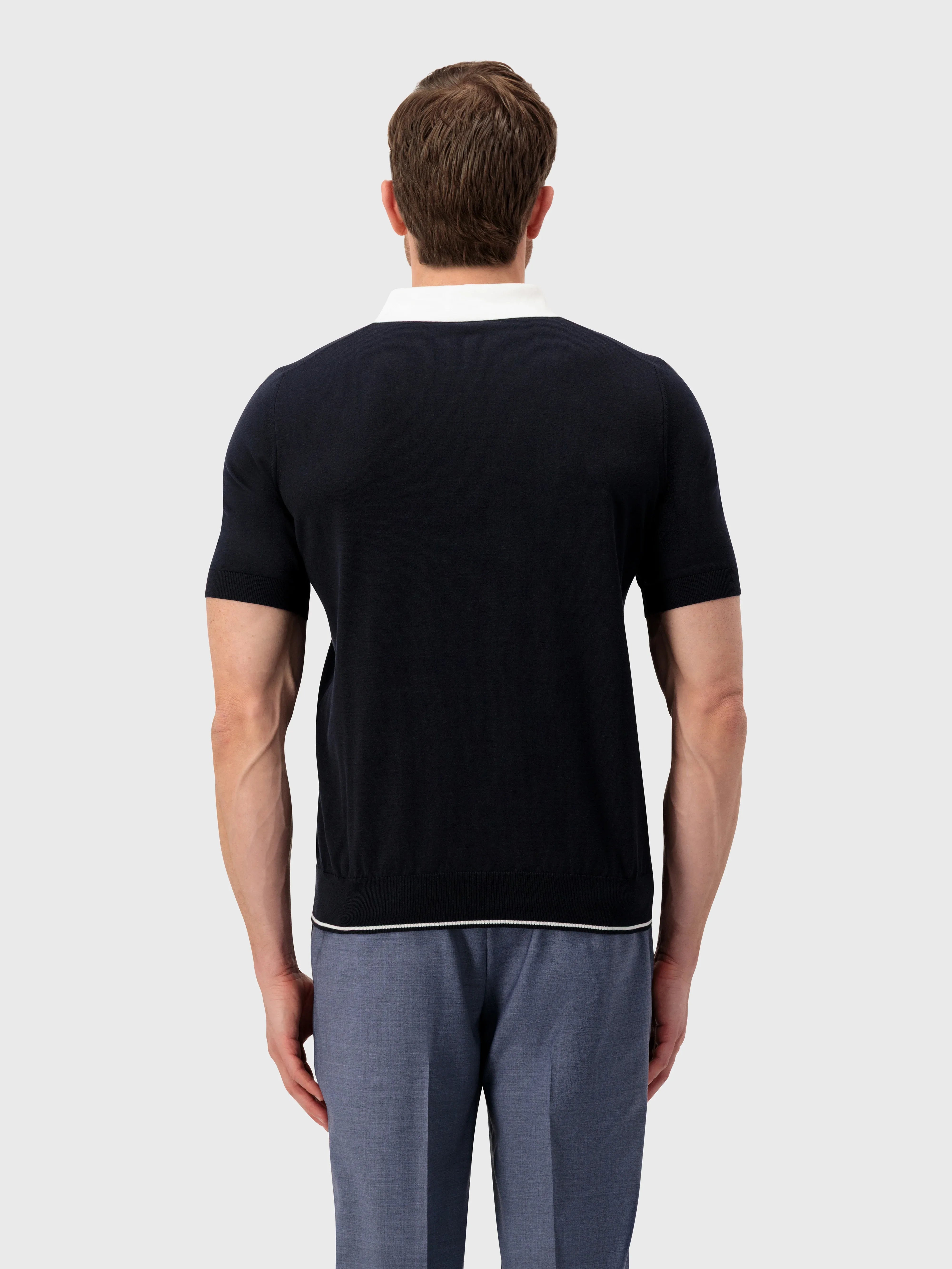 Geometric Pattern Polo Shirt - Blue Navy