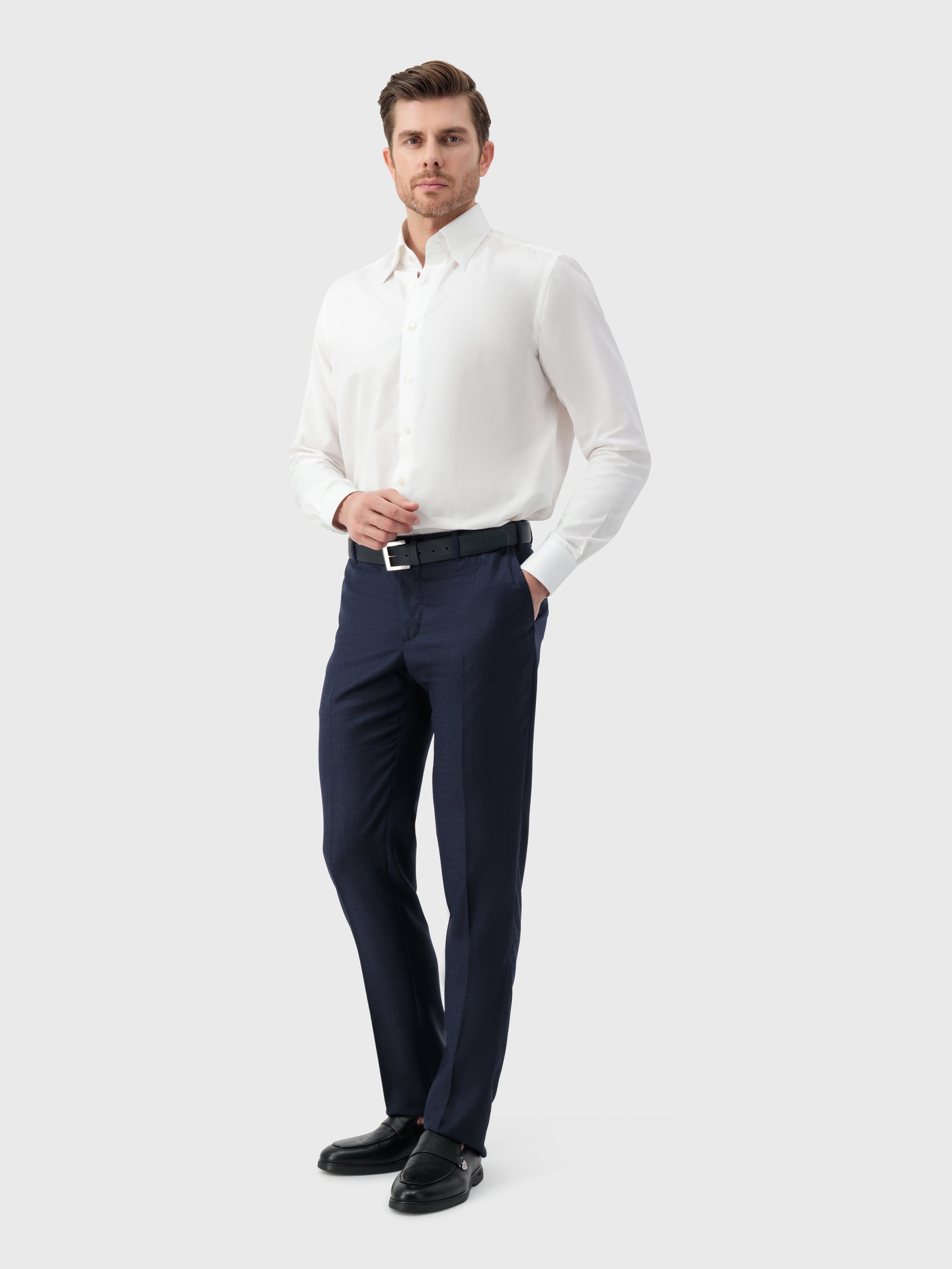 Cotton and Silk Formal Shirt White