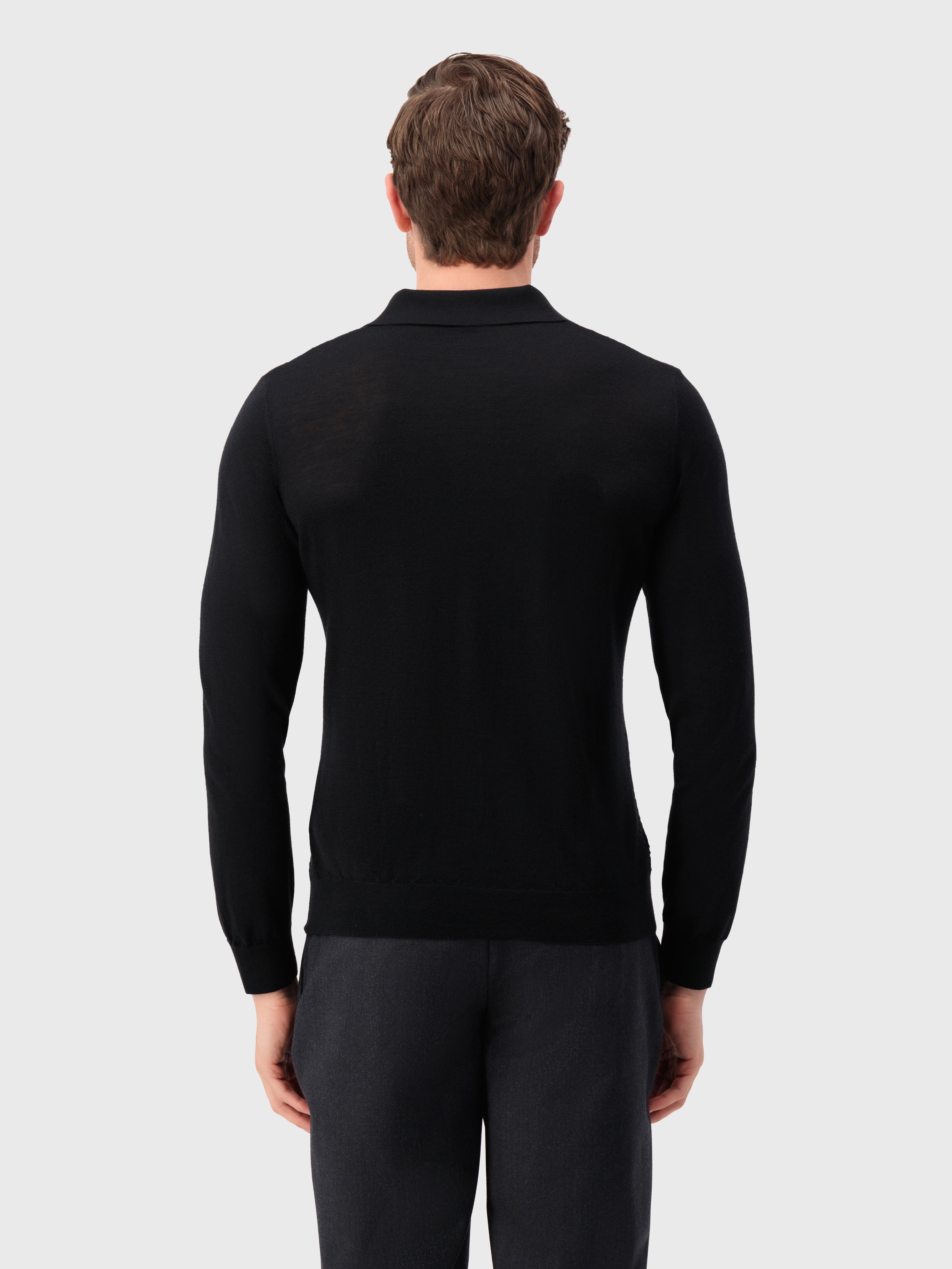 Zipped Knitwear Polo in Cashmere and Silk Black