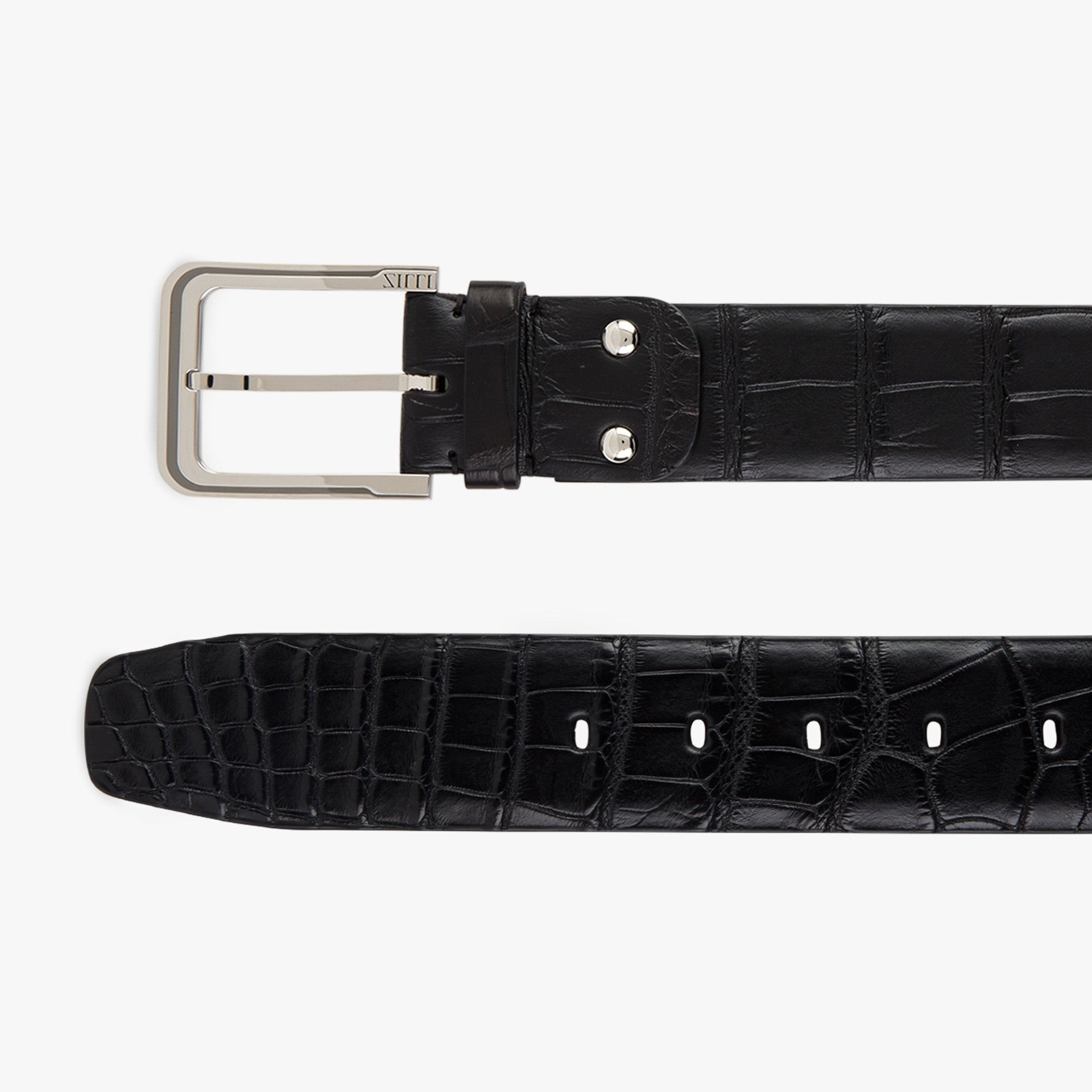 40MM Crocodile Skin Belt with Strates Gold and Palladium-Finish Buckle