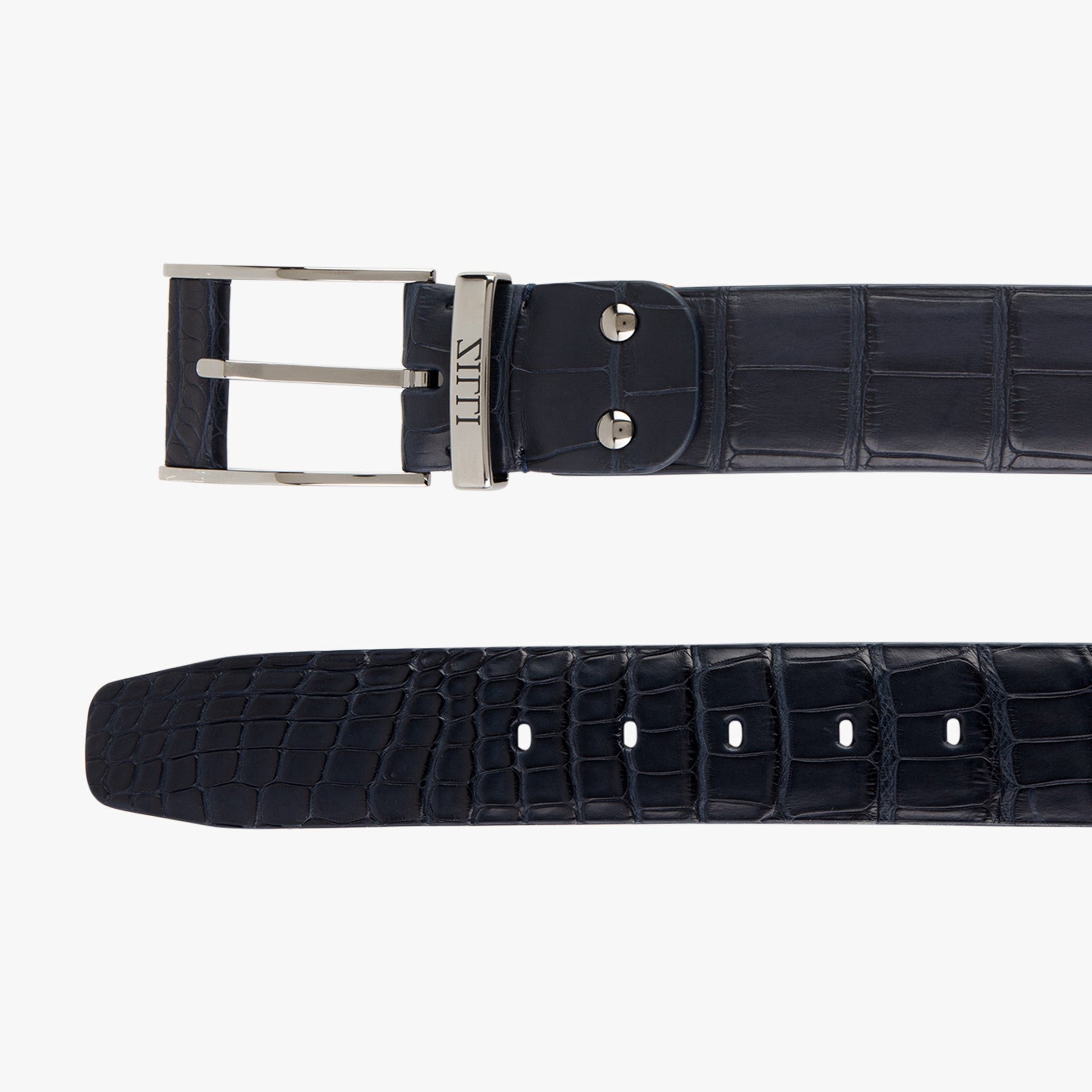 40MM Crocodile Skin Belt with Iconic 2007 Ruthenium-Finish Buckle