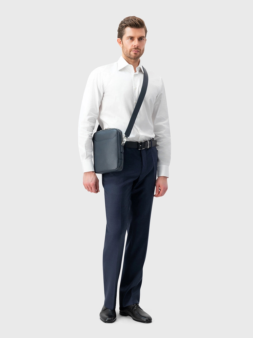 小牛皮信使包 - 深蓝色