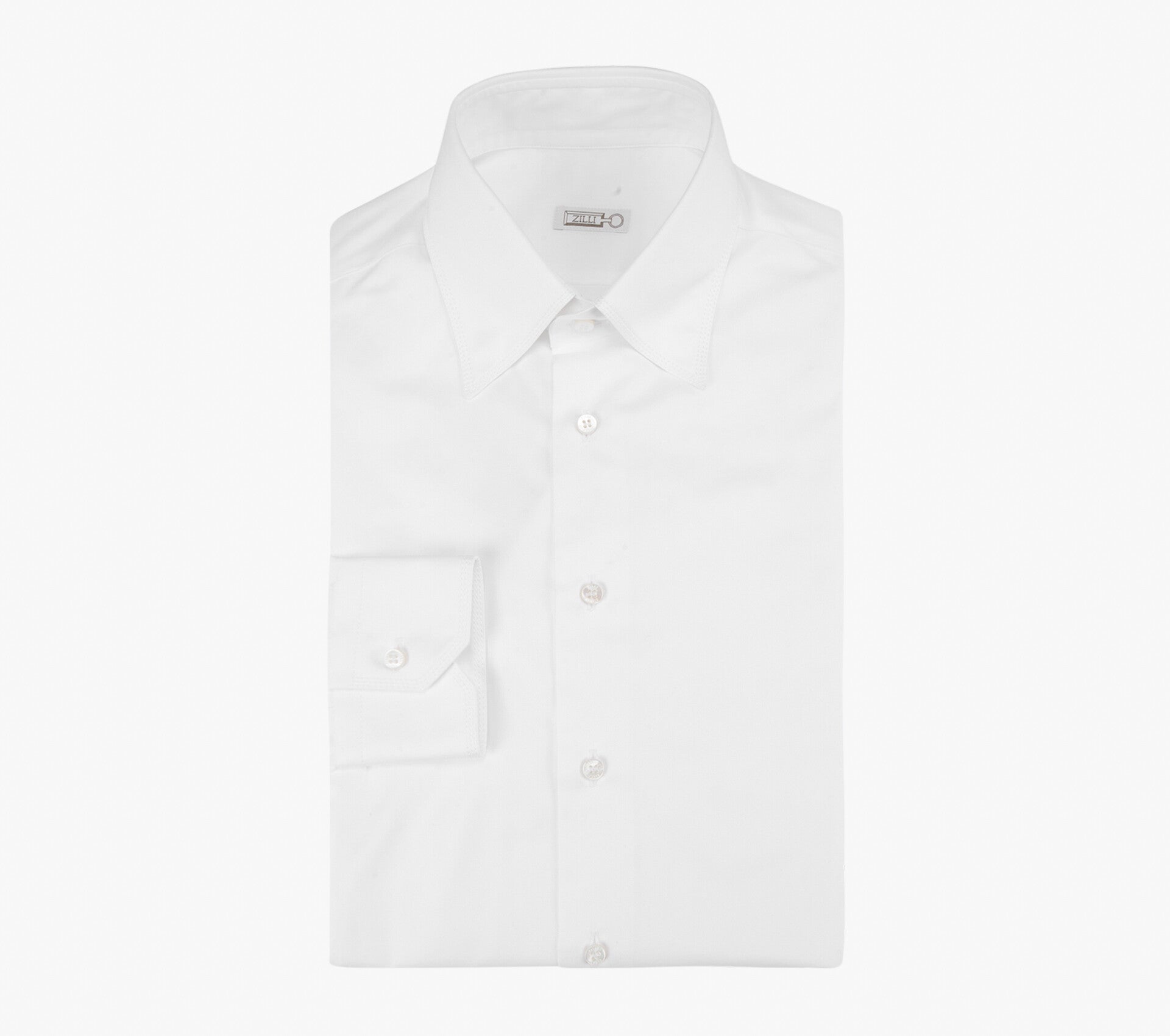 Refined Cotton Shirt with Triple Stitching and Ecru Mother-of-Pearl Buttons